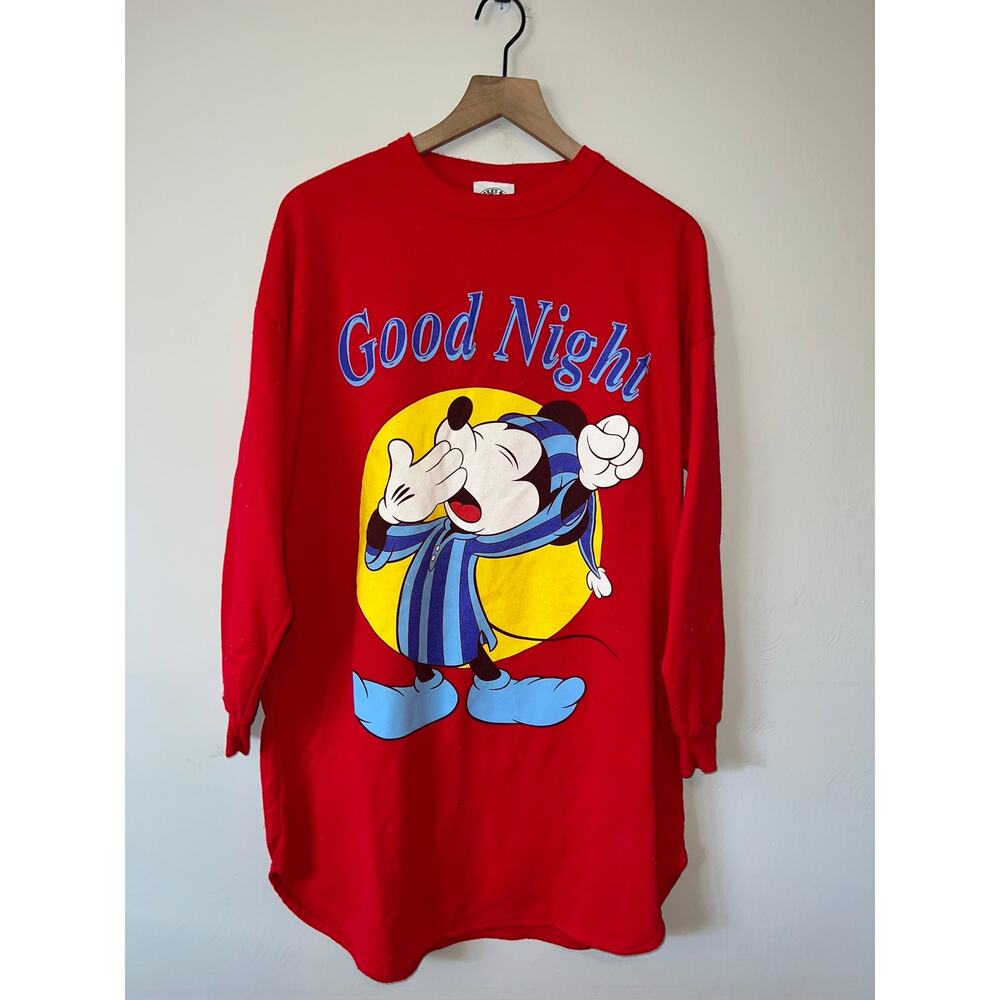 Vintage Mickey Mouse Sleeper Sleep Sweatshirt Crewneck Disney Good Night 90s XL